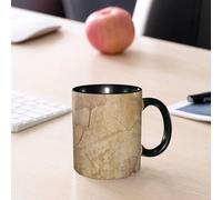 EMCLKS Mug en céramique, 330ml, tasse à thé, tasse cafe, tasse drole, cadeau drole, cadeau homme, mug cafe, Feuille de ginkgo, dessin au trait d'une feuille de ginkgo sur fond jaune