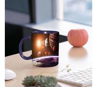 EMCLKS Mug en céramique, 330ml, tasse à thé, tasse cafe, tasse drole, cadeau drole, cadeau homme, mug cafe, Ensemble Galaxie, Impression sur le thème de l'espace représentant les planètes vues d'