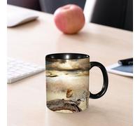 EMCLKS Mug en céramique, 330ml, tasse à thé, tasse cafe, tasse drole, cadeau drole, cadeau homme, mug cafe, Safari en Afrique : un léopard se repose sous un ciel nuageux spectaculaire.