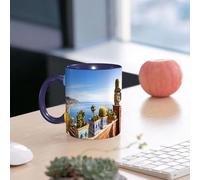 EMCLKS Mug en céramique, 330ml, tasse à thé, tasse cafe, tasse drole, cadeau drole, cadeau homme, mug cafe, La magnifique vue sur la côte de Taormina, en Sicile, en Italie