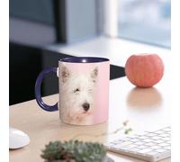 EMCLKS Mug en céramique, 330ml, tasse à thé, tasse cafe, tasse drole, cadeau drole, cadeau homme, mug cafe, Chien rose West Highland White Terrier Westie Westy Animal Collier pour bébé Canne Cari
