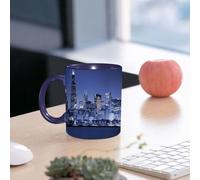 EMCLKS Mug en céramique, 330ml, tasse à thé, tasse cafe, tasse drole, cadeau drole, cadeau homme, mug cafe, Blues City, gratte-ciel, horizon, immeubles de grande hauteur sur les rives du fleuve
