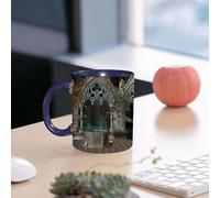 EMCLKS Mug en céramique, 330ml, tasse à thé, tasse cafe, tasse drole, cadeau drole, cadeau homme, mug cafe, Cour gothique aménagée, une magnifique source de pierre aux reflets bleutés, entourée d