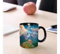 EMCLKS Mug en céramique, 330ml, tasse à thé, tasse cafe, tasse drole, cadeau drole, cadeau homme, mug cafe, Vue aérienne de la route alpine du Grossglockner. Alpes autrichiennes, Europe.