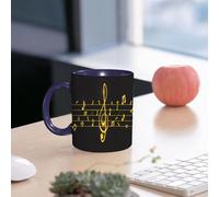 EMCLKS Mug en céramique, 330ml, tasse à thé, tasse cafe, tasse drole, cadeau drole, cadeau homme, mug cafe, Logo de gamme musicale avec un concept doré. Symbole de note de musique. Icône de gamme
