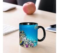 EMCLKS Mug en céramique, 330ml, tasse à thé, tasse cafe, tasse drole, cadeau drole, cadeau homme, mug cafe, Un monde sous-marin merveilleux et magnifique, peuplé de coraux et de poissons tropicau