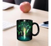 EMCLKS Mug en céramique, 330ml, tasse à thé, tasse cafe, tasse drole, cadeau drole, cadeau homme, mug cafe, Jungle, lac tropical, mangrove, sentier à travers les lueurs