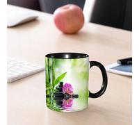 EMCLKS Mug en céramique, 330ml, tasse à thé, tasse cafe, tasse drole, cadeau drole, cadeau homme, mug cafe, Art Spa, orchidées et rochers dans une eau de source riche en minéraux. Spiritual Tiefe