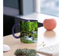 EMCLKS Mug en céramique, 330ml, tasse à thé, tasse cafe, tasse drole, cadeau drole, cadeau homme, mug cafe, Décoration intérieure inspirée des forêts tropicales, ruisseau de montagne dans un pays