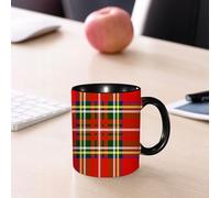 EMCLKS Mug en céramique, 330ml, tasse à thé, tasse cafe, tasse drole, cadeau drole, cadeau homme, mug cafe, Tar1 abstrait à carreaux rouges, inspiré de la culture occidentale européenne