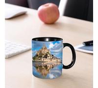 EMCLKS Mug en céramique, 330ml, tasse à thé, tasse cafe, tasse drole, cadeau drole, cadeau homme, mug cafe, Château Mont Abbey Saint Tourist Michele France Michel Normandie Médiéval Mont Bretagne