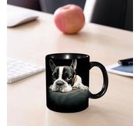 EMCLKS Mug en céramique, 330ml, tasse à thé, tasse cafe, tasse drole, cadeau drole, cadeau homme, mug cafe, Bouledogue français, portrait d'un torero français paresseux sur fond noir