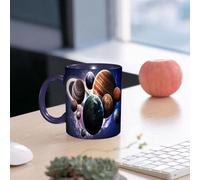 EMCLKS Mug en céramique, 330ml, tasse à thé, tasse cafe, tasse drole, cadeau drole, cadeau homme, mug cafe, L'univers des multiples planètes dans le ciel étoilé, les diverses planètes autour de l