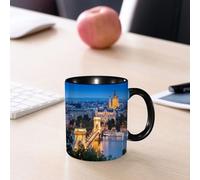 EMCLKS Mug en céramique, 330ml, tasse à thé, tasse cafe, tasse drole, cadeau drole, cadeau homme, mug cafe, Vue sur le centre-ville de Budapest de l'autre côté du Danube, magnifique paysage urbai