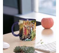 EMCLKS Mug en céramique, 330ml, tasse à thé, tasse cafe, tasse drole, cadeau drole, cadeau homme, mug cafe, Diverses maisons colorées sont installées à flanc de colline en bord de mer, avec des b