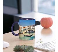 EMCLKS Mug en céramique, 330ml, tasse à thé, tasse cafe, tasse drole, cadeau drole, cadeau homme, mug cafe, Charmante scène de canal à Venise, une gondole glisse sous le pont du Rialto, avec des