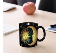 EMCLKS Mug en céramique, 330ml, tasse à thé, tasse cafe, tasse drole, cadeau drole, cadeau homme, mug cafe, Lune et soleil psychédéliques et sacrés dans un style antique Mon