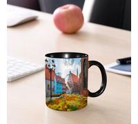 EMCLKS Mug en céramique, 330ml, tasse à thé, tasse cafe, tasse drole, cadeau drole, cadeau homme, mug cafe, Vieille ville de Riga, capitale de la Lettonie, avec ses bâtiments historiques médiévau