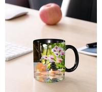 EMCLKS Mug en céramique, 330ml, tasse à thé, tasse cafe, tasse drole, cadeau drole, cadeau homme, mug cafe, Spa, massages et décorations de bougies, orchidées et pierres dans un jardin oriental j