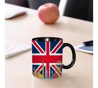 EMCLKS Mug en céramique, 330ml, tasse à thé, tasse cafe, tasse drole, cadeau drole, cadeau homme, mug cafe, Drapeau nnique, monuments londoniens sous le drapeau national