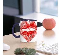 EMCLKS Mug en céramique, 330ml, tasse à thé, tasse cafe, tasse drole, cadeau drole, cadeau homme, mug cafe, Baiser, rouge à lèvres en forme de cœur, expression de passion, de romance et de sensua