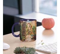 EMCLKS Mug en céramique, 330ml, tasse à thé, tasse cafe, tasse drole, cadeau drole, cadeau homme, mug cafe, Village Civita di Bagnoregio en Italie - fond d'architecture