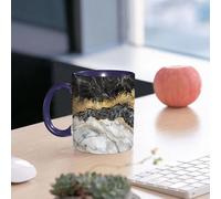 EMCLKS Mug en céramique, 330ml, tasse à thé, tasse cafe, tasse drole, cadeau drole, cadeau homme, mug cafe, Fond abstrait, texture créative de marbre et de feuille d'or, marbrure décorative, pier