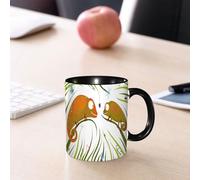 EMCLKS Mug en céramique, 330ml, tasse à thé, tasse cafe, tasse drole, cadeau drole, cadeau homme, mug cafe, Caméléons, animaux affamés, herbe, regardant une araignée, illustration du monde descte