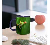 EMCLKS Mug en céramique, 330ml, tasse à thé, tasse cafe, tasse drole, cadeau drole, cadeau homme, mug cafe, rainette sauvage allongée sur une végétation inconnue