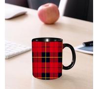 EMCLKS Mug en céramique, 330ml, tasse à thé, tasse cafe, tasse drole, cadeau drole, cadeau homme, mug cafe, Motif tartan abstrait vintage à carreaux rouges, inspiré de la culture d'Europe occiden