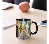 EMCLKS Mug en céramique, 330ml, tasse à thé, tasse cafe, tasse drole, cadeau drole, cadeau homme, mug cafe, Rues et tramway de la vieille ville de Lisbonne, au Portugal.