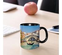 EMCLKS Mug en céramique, 330ml, tasse à thé, tasse cafe, tasse drole, cadeau drole, cadeau homme, mug cafe, Gondole près du pont du Rialto à Venise, Italie