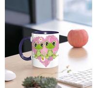 EMCLKS Mug en céramique, 330ml, tasse à thé, tasse cafe, tasse drole, cadeau drole, cadeau homme, mug cafe, Princesse grenouille et prince grenouille et fond en forme