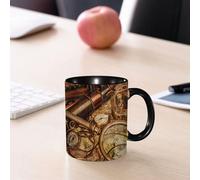 EMCLKS Mug en céramique, 330ml, tasse à thé, tasse cafe, tasse drole, cadeau drole, cadeau homme, mug cafe, Lunettes de pirate vintage, boussole, télescope