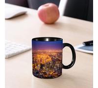 EMCLKS Mug en céramique, 330ml, tasse à thé, tasse cafe, tasse drole, cadeau drole, cadeau homme, mug cafe, Panorama du Cap à l'aube, côtes d'Afrique du Sud, rues, architecture