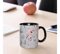 EMCLKS Mug en céramique, 330ml, tasse à thé, tasse cafe, tasse drole, cadeau drole, cadeau homme, mug cafe, Image sur le thème de Paris, France, avec des chiens portant le drapeau français et la