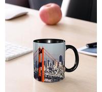 EMCLKS Mug en céramique, 330ml, tasse à thé, tasse cafe, tasse drole, cadeau drole, cadeau homme, mug cafe, États-Unis, pont de San Francisco et paysage urbain Métropole financière D
