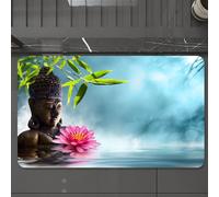 EMCLKS Tapis de Bain Antiderapant, Tapis Salle de Bain en Microfibre Douce, Tapis de Bain Absorbant, Lavable,Décoration Zen, Fleurs de Nénuphar Zen Spa Décoration Nature Feng Shui Nat,60x90 cm