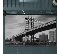 EMCLKS Tapis de Bain Antiderapant, Tapis Salle de Bain en Microfibre Douce, Tapis de Bain Absorbant, Lavable,New York, Pont de NYC Image Vintage de l'East Hudson River,60x90 cm