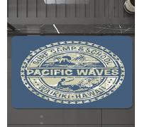 EMCLKS Tapis de Bain Antiderapant, Tapis Salle de Bain en Microfibre Douce, Tapis de Bain Absorbant, Lavable,Badge Hawaii Surfing Adventure, Marque « Pacific Ocean Waves » du Hawai Surf Cam,60x90 cm