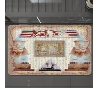 EMCLKS Tapis de Bain Antiderapant, Tapis Salle de Bain en Microfibre Douce, Tapis de Bain Absorbant, Lavable,Tapisserie des Anciens Dieux égyptiens Pharaon et hiéroglyphes, la Figure Sainte,60x90 cm