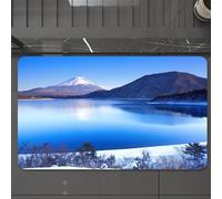 EMCLKS Tapis de Bain Antiderapant, Tapis Salle de Bain en Microfibre Douce, Tapis de Bain Absorbant, Lavable,Paysage d'hiver, Les Sommets enneigés du Mont Fuji se reflètent dans Un lac de v,60x90 cm