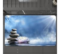 EMCLKS Tapis de Bain Antiderapant, Tapis Salle de Bain en Microfibre Douce, Tapis de Bain Absorbant, Lavable,la pureté dans Le Massage Zen,60x90 cm