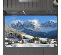 EMCLKS Tapis de Bain Antiderapant, Tapis Salle de Bain en Microfibre Douce, Tapis de Bain Absorbant, Lavable,Assis sur Le Charmant Village d'hiver, Magnifique Village de Neige et Sommets ma,60x90 cm