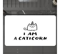 EMCLKS Tapis de Bain Antiderapant, Tapis Salle de Bain en Microfibre Douce, Tapis de Bain Absorbant, Lavable,Chat Licorne, Citation Humoristique Je dessine à la Main Un Chat-Licorne,60x90 cm