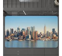 EMCLKS Tapis de Bain Antiderapant, Tapis Salle de Bain en Microfibre Douce, Tapis de Bain Absorbant, Lavable,Urbain, New York City Skyline sur la rivière Hudson Empire State Building Bateau,60x90 cm