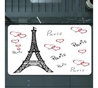 EMCLKS Tapis de Bain Antiderapant, Tapis Salle de Bain en Microfibre Douce, Tapis de Bain Absorbant, Lavable,Paris Set Tour Eiffel, Eiffel Paris est Toujours Une Bonne idée Lieux touristiqu,60x90 cm