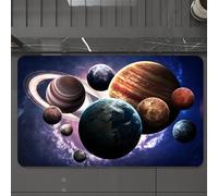 EMCLKS Tapis de Bain Antiderapant, Tapis Salle de Bain en Microfibre Douce, Tapis de Bain Absorbant, Lavable,l'univers des Multiples planètes dans Le Ciel étoilé, diverses planètes Autour d,60x90 cm