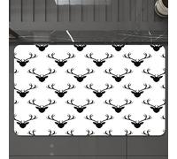 EMCLKS Tapis de Bain Antiderapant, Tapis Salle de Bain en Microfibre Douce, Tapis de Bain Absorbant, Lavable,Motif harmonieux avec Silhouettes de têtes de cerf. Texture vectorielle Harmonie,60x90 cm