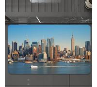 EMCLKS Tapis de Bain Antiderapant, Tapis Salle de Bain en Microfibre Douce, Tapis de Bain Absorbant, Lavable,Panorama de la Ville de New York sur la rivière Hudson avec l'empire State Build,60x90 cm